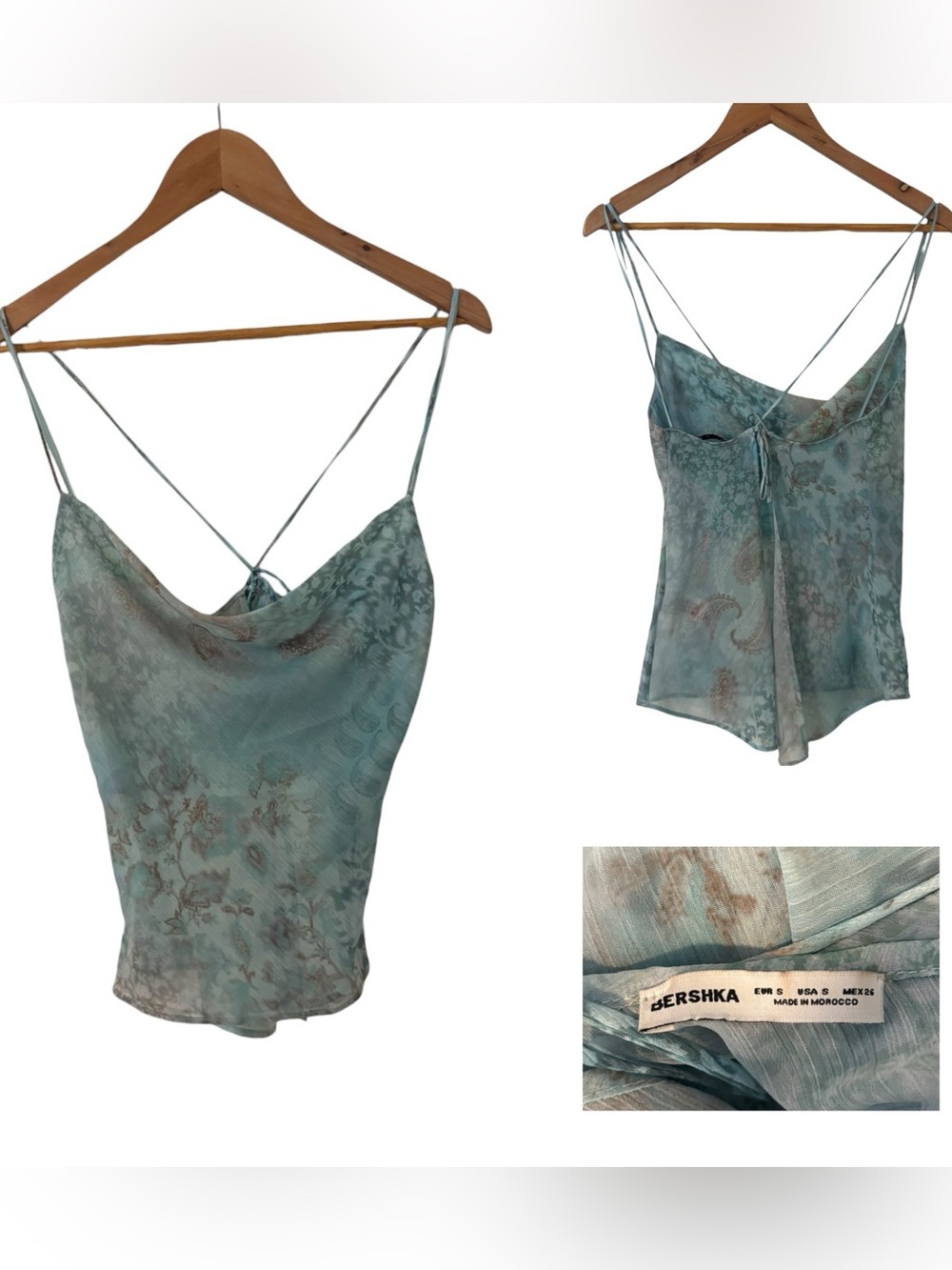 Bershka Floral Open Back Top